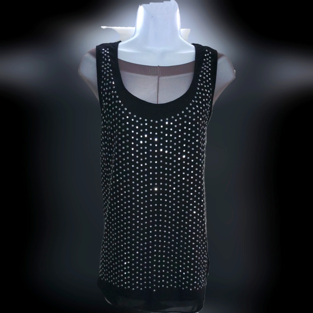 Pretty Rebellious silver rhinestone sleeveless top size Lg
